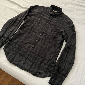 Burberry Brit Black/ Grey Stripe Mens Button Down Dress Shirt